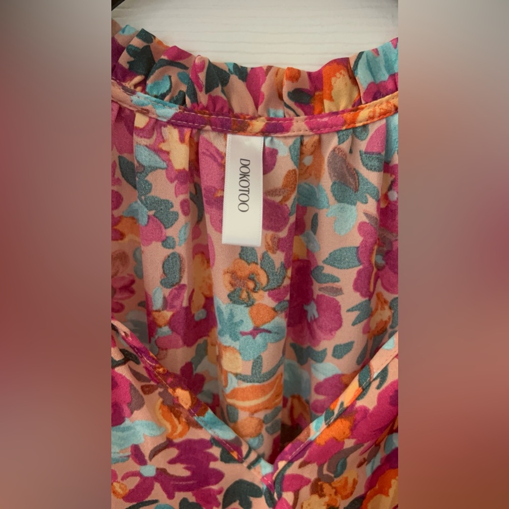 Floral Ruffle Smock-Waist Mini Dress in Multi-Color - Picture 6 of 12
